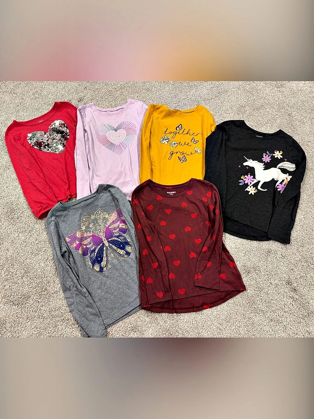 Girls Graphic Long Sleeve Tee Bundle Size 6-7